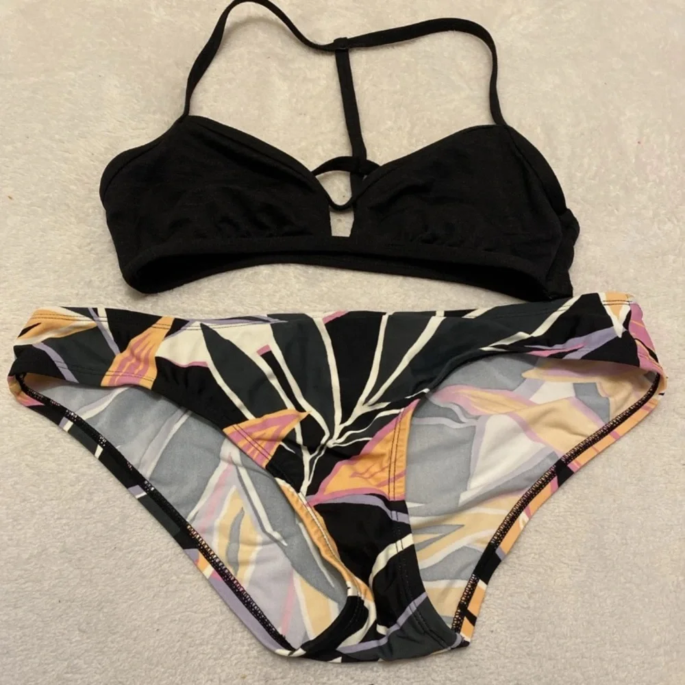 Black and Floral Bikini Set